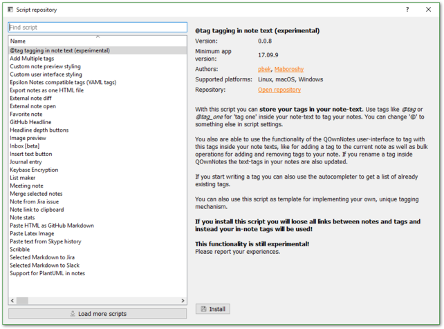 QOwnNotes Scripting Editor